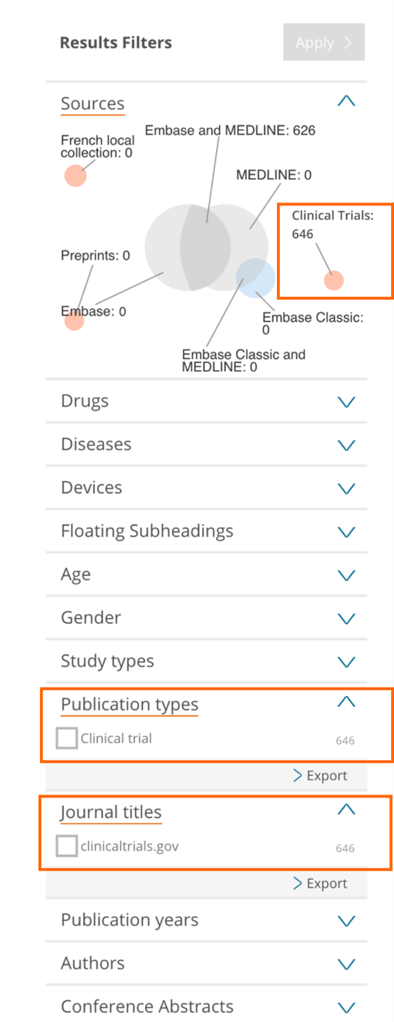 Results Filters